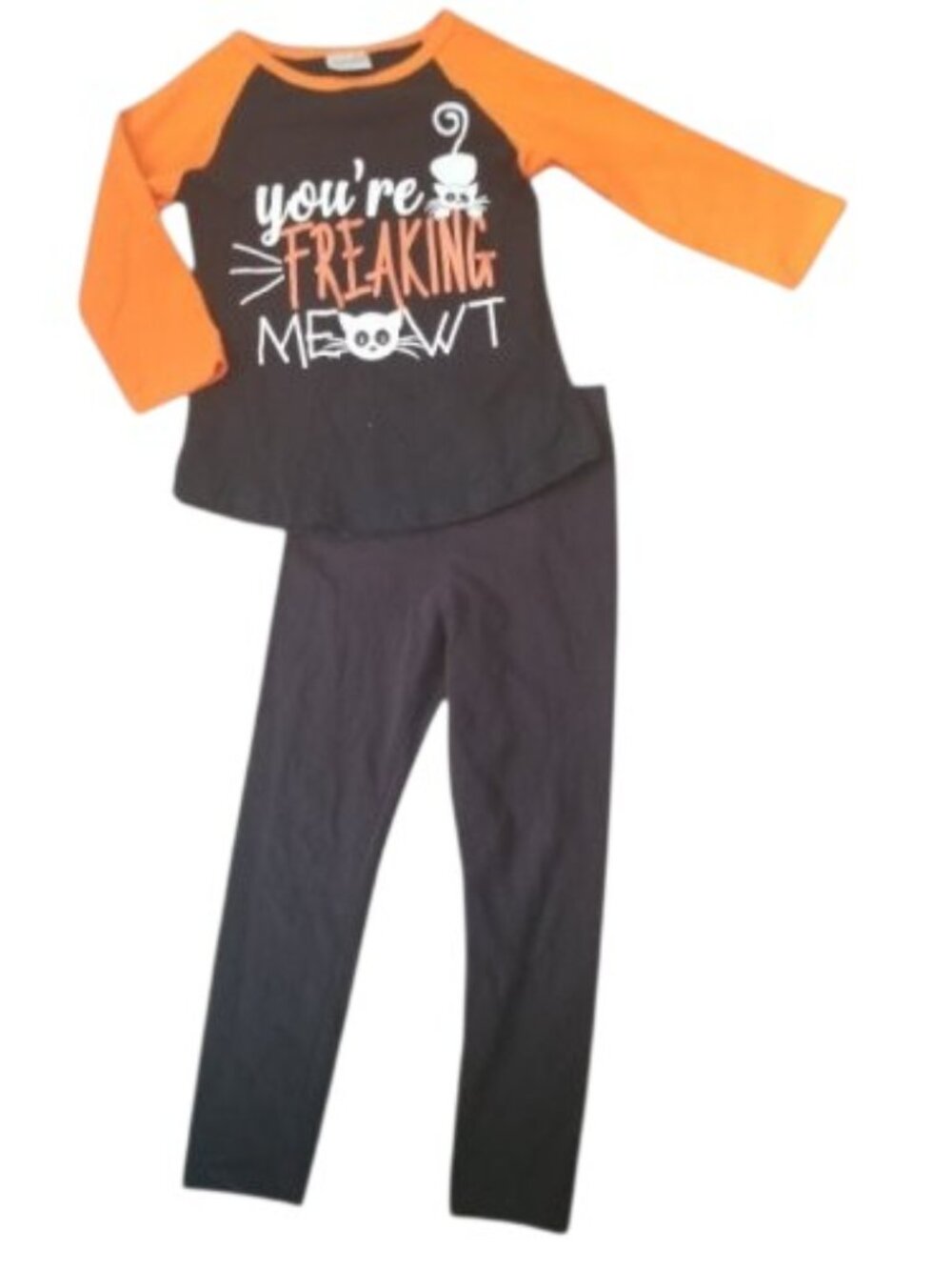 THE CHILDREN’S PLACE Orange and Black Kitty Pant Set Girls Size 4T